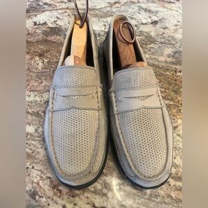 Johnston & Murphy Tan Loafers with Perforated Leather